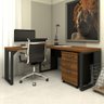Mesa de Escritório em L Linha Industrial com Gaveteiro F5 Cor:nogal com Preto - 2