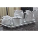 Ver imagem 2 de Jogo Café e Chá Mesa Posta, Bandeja + Bule Chaleira 400ml + Açucareiro 250ml + Jarra Leiteira 740ml
