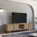 Ver imagem 1 de Rack para TV até 60 Polegadas MDF 217cm Pés em Madeira Maciça Cantos Curvos Roma