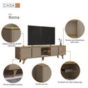 Ver imagem 5 de Rack para TV até 60 Polegadas MDF 217cm Pés em Madeira Maciça Cantos Curvos Roma