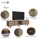 Ver imagem 5 de Rack para TV até 60 Polegadas MDF 217cm Pés em Madeira Maciça Cantos Curvos Roma