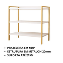 Ver imagem 5 de Sapateira para Hall de Entrada com 3 Prateleiras Julia - Branco/Dourado