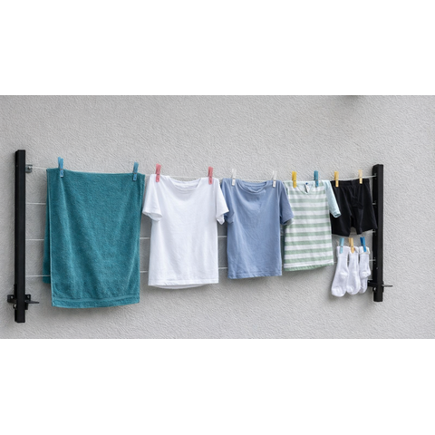 Kit 2 Varal Dobrável de Parede Aço Reforçado e Cabo Encapado Super Resistente Ideal para Apartamento