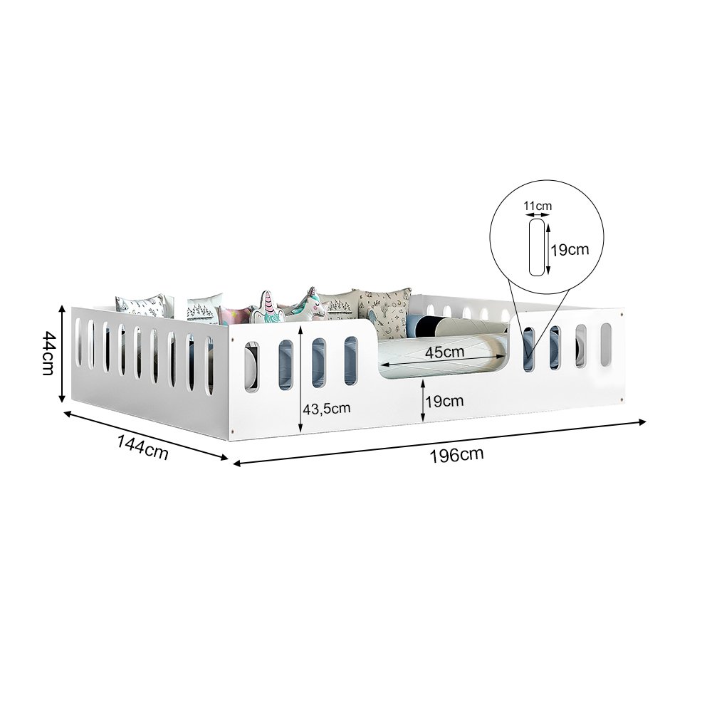 Cama Casal Infantil Montessoriana Helo com Colchão D28 - Branco - 3