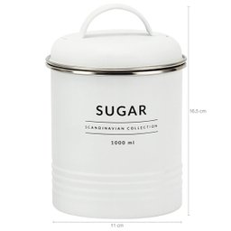 Conjunto 2 Latas Decorativas Cozinha Porta Café e Porta Açúcar de Metal Copenhag Yoi Branco Fosco - 3