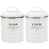 Conjunto 2 Latas Decorativas Cozinha Porta Café e Porta Açúcar de Metal Copenhag Yoi Branco Fosco - 1