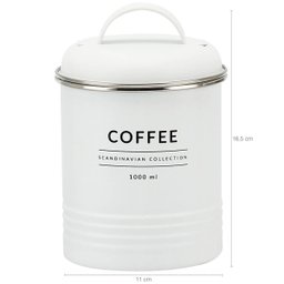 Conjunto 2 Latas Decorativas Cozinha Porta Café e Porta Açúcar de Metal Copenhag Yoi Branco Fosco - 4