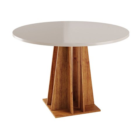 Mesa de Jantar 4 Lugares Redondo Tampo de MDF Full Cobre/Blonde - Casa Giulia