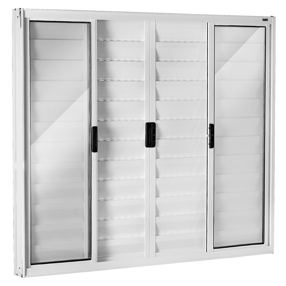 Janela de Alumínio Veneziana de Correr 100x120cm 6 Folhas com Vidro Liso Branco - 4