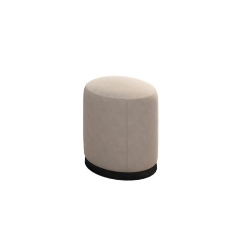 Puff Áureo Redondo 41x41cm Linho Bege Design Moderno Decorativo Sala Quarto Larbelle Móveis