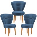 Ver imagem 1 de Kit 3 Poltronas para Maquiagem Recepção Estúdio de Beleza Cozinha Tecido Veludo Pés de Madeira