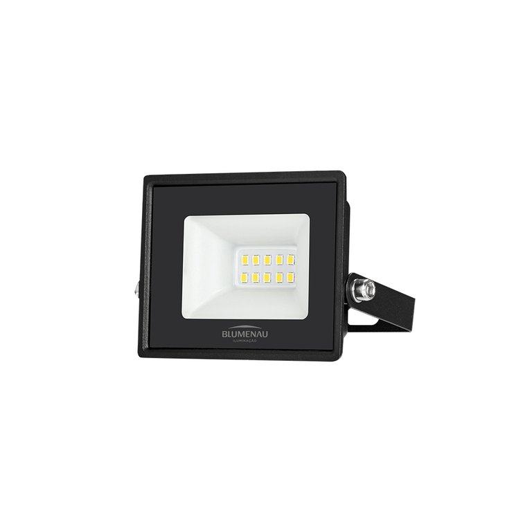 Refletor Blumenau Led Tech Pro 10w Preto Bivolt 3000k Luz Amarela