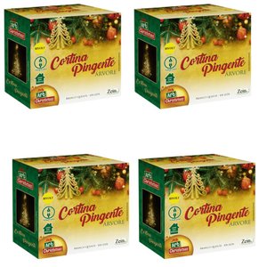 Kit 4 Cortina Pingente Arvore Branco Quente 108 Leds 4m Bivolt