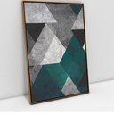 Ver imagem 1 de Quadro Decorativo em Canvas Geométrico Cinza, Azul e Preto TaColado Moldura Flutuante 4,5cm Freijó 9