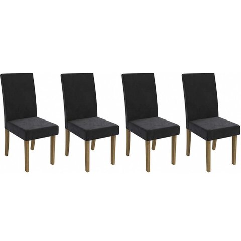 Cadeira de Cozinha 2cad131fr Kit 4 Un Freijo/suede Preto A038 - Kappesberg