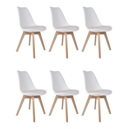 CONJUNTO 6 CADEIRAS SAARINEN BRANCA WOOD - 1