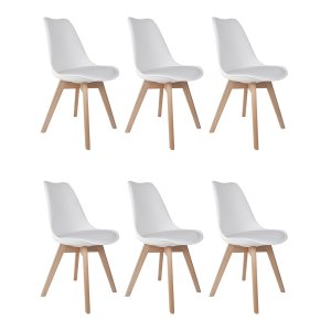 CONJUNTO 6 CADEIRAS SAARINEN BRANCA WOOD