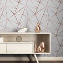 Ver imagem 3 de Papel de Parede Adesivo Zara Fundo Branco Detalhes Rose 5m