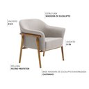Ver imagem 3 de Kit 02 Poltronas Luna Base Madeira Linho Cinza Claro - Nexta Casa