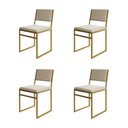 Ver imagem 1 de Kit 4 Cadeiras Isa Industrial Veludo Base Dourado para Mesa Sala Cozinha Conforto - Dourado/bege