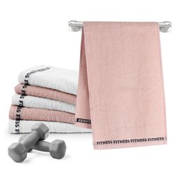 Kit Toalha Academia Fitness New 100% Algodão 6 Unidades:branco/ Rosa - 1
