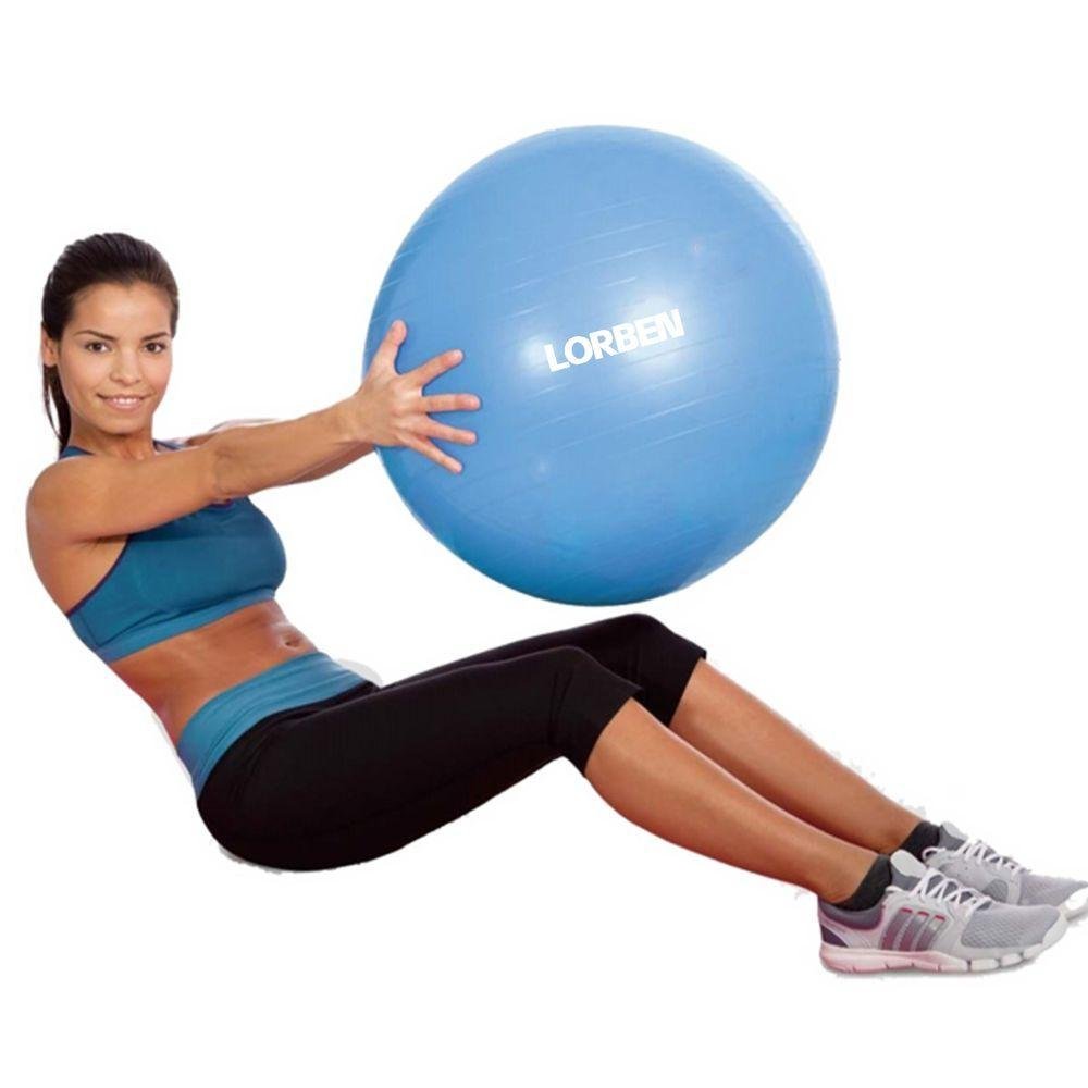 Bola de Pilates Yoga Funcional Lorben com Bomba Suporta até 150 Kg Azul - 4