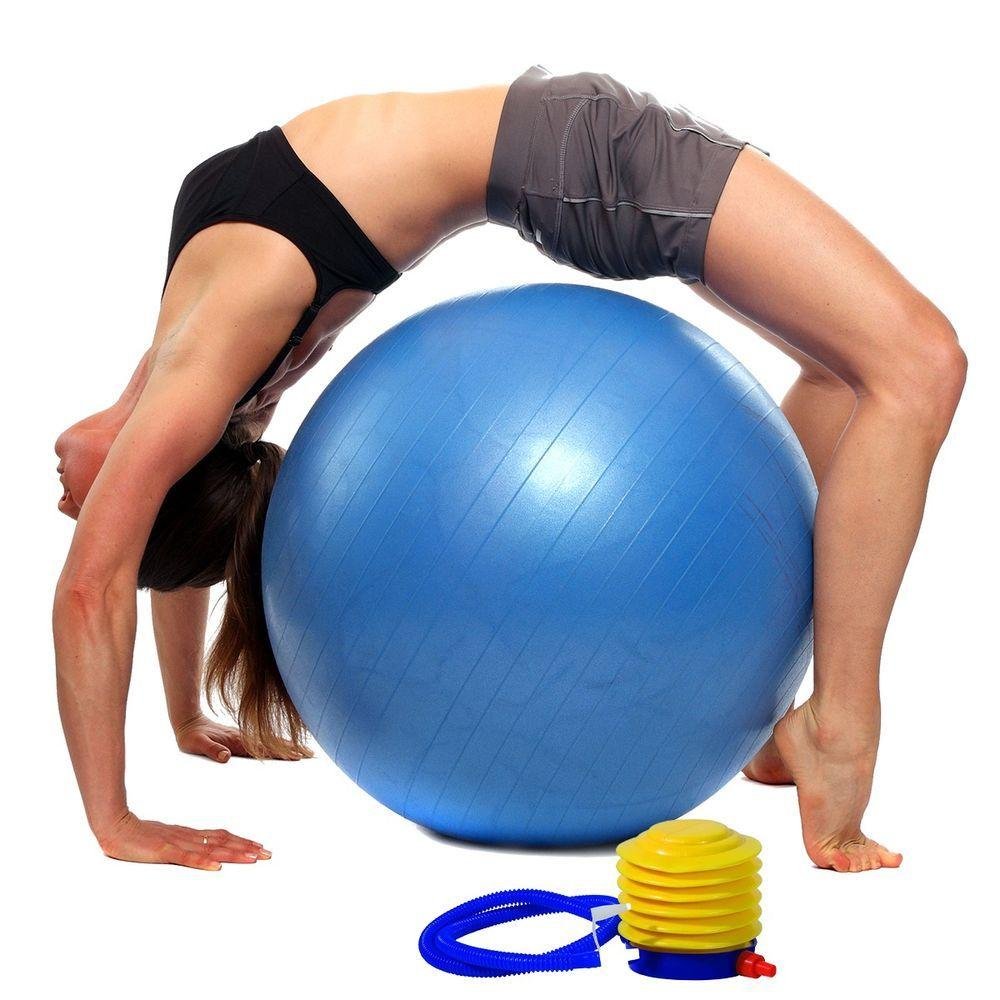 Bola de Pilates Yoga Funcional Lorben com Bomba Suporta até 150 Kg Azul - 3