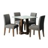 Conjunto de Mesa Sala de Jantar Athenas Quadrada 0,90m 4 Cadeiras Trieste Cedro/off White/mascavo - 1