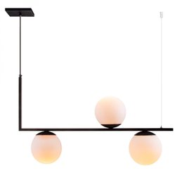 Lustre Pendente Jabuticaba Havana L3 Vidro Globo Leitoso Industrial Moderno E27 Preto - 1