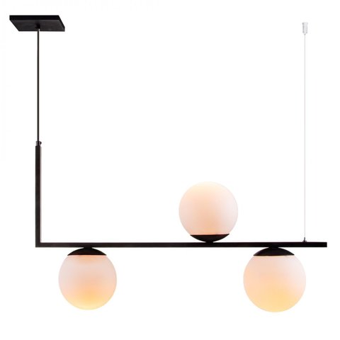 Lustre Pendente Jabuticaba Havana L3 Vidro Globo Leitoso Industrial Moderno E27 Preto