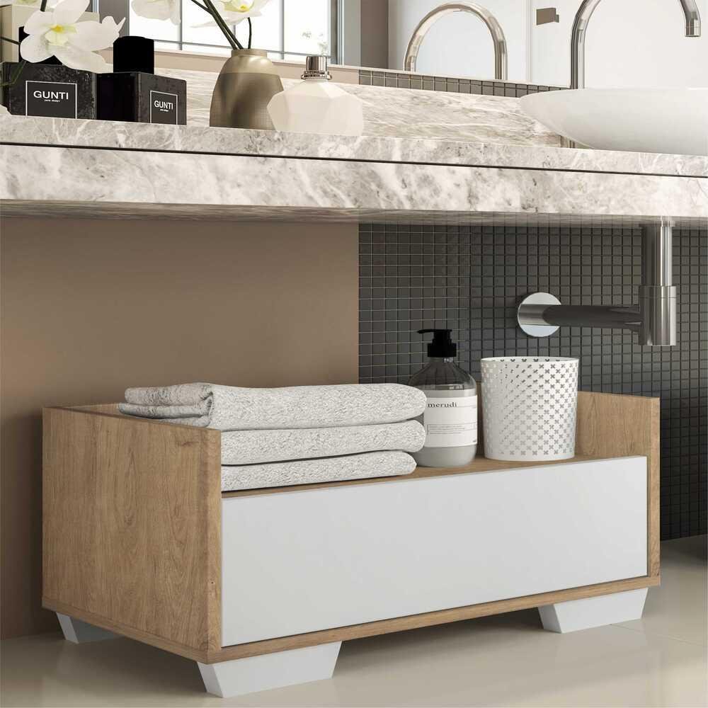 Gabinete Armário Banheiro 80cm com Pés Quadrados Multimóveis Rustic/Branco é boa?
