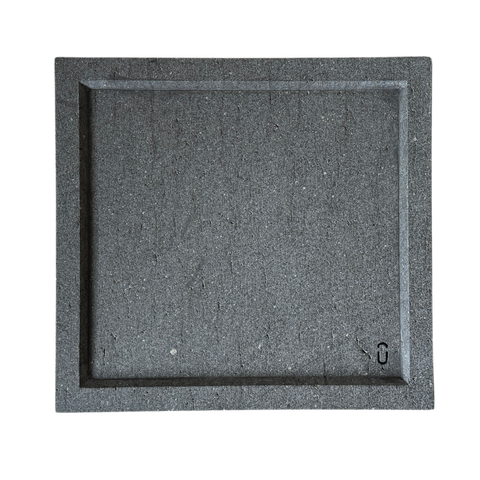 Bandeja Lavabo com Rebaixo Italiano Mármore Travertino Nero Vintage 32x30cm