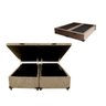 Cama Báu Box Base Casal Bipartido Suede Bege Blindado - 1