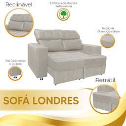 Sofá Retrátil e Reclinável 2 lugares Londres 1.60 Veludo - Star Confort - 10