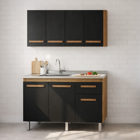 Balcão de Pia 120 cm Anita  com Armário Suspenso Aéreo  Mara Multiuso - Moblis