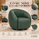 Ver imagem 5 de Poltrona Giratória 360° Orgânica Bouclé Sala Recepção Nuvem:Courino Sintético/ Verde
