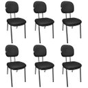 Ver imagem 1 de Kit 6 Cadeiras Fixa para Escritorio Secretaria Pé Palito Estofada Courvin Preto Recepção Clinicas