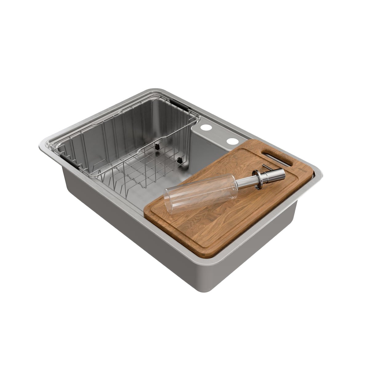 Cuba de Sobrepor ou Embutir Docol Massima 68x48x20 Cm em Aço Inox Escovado com Acessórios - 2