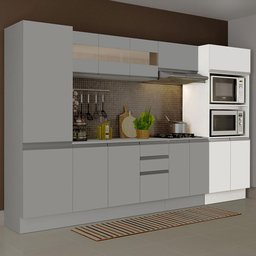 Torre Quente Armário de Cozinha Para 2 Fornos 100% MDF Branco Smart Madesa - 3