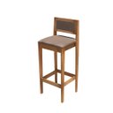 Ver imagem 6 de Kit 6 Banquetas Madeira Mel Balcão Encosto Estofado:Mel com Linho Marrom
