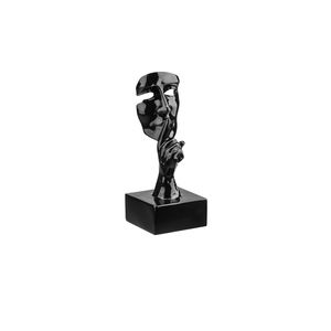 Escultura Rosto Humano Arte Moderna Silêncio Máscara 55cm:preto Brilho