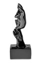 Ver imagem 2 de Escultura Rosto Humano Arte Moderna Silêncio Máscara 55cm:preto Brilho