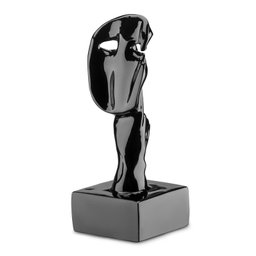Escultura Rosto Humano Arte Moderna Silêncio Máscara 55cm:preto Brilho - 3
