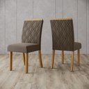 Ver imagem 6 de Conjunto Sala Jantar Vértice 160cm Canto Reto com Vidro 6 Cadeiras Vértice Marrom/Nature/Off White/Tecido Bege