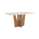 Ver imagem 5 de Conjunto Sala Jantar Vértice 160cm Canto Reto com Vidro 6 Cadeiras Vértice Marrom/Nature/Off White/Tecido Bege