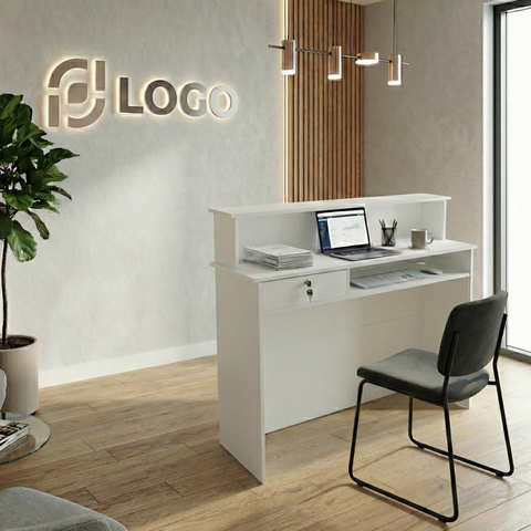 Balcão Caixa de 1,215m para Atendimento Recepção Consultório Lojas Branco