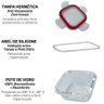 Conjunto 3 Potes Vidro para Marmita Tampa Hermética 150 Ml - 170 Ml - 250 Ml - 10