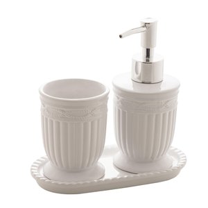 Conjunto 3 Pcs para Banheiro de Cerâmica Greece Branco Lyor