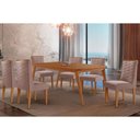 Ver imagem 4 de Sala Jantar Mesa Havana Tampo Curvo 180cm+6 Cadeiras Dafne Madeira Naturale - Capuccino/Linho