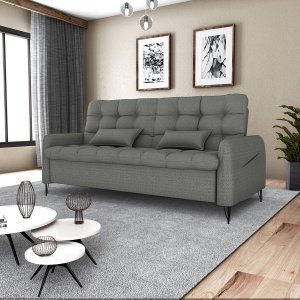 Sofá Cama Reclinável Pietra 3 Lugares Confortável Resistente:linho Chumbo